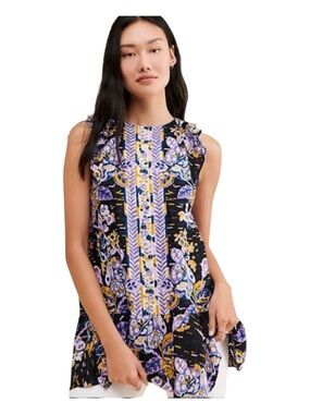 FREE PEOPLE "Summer in Tulum" Linen-Blend Tunic Mini Dress